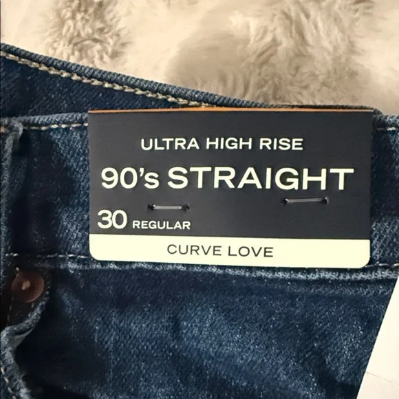 Womens ultra high rise 90s Straight Blue Jeans- BRAND NEW W TAGS ABERCROMBIE - Picture 4 of 14